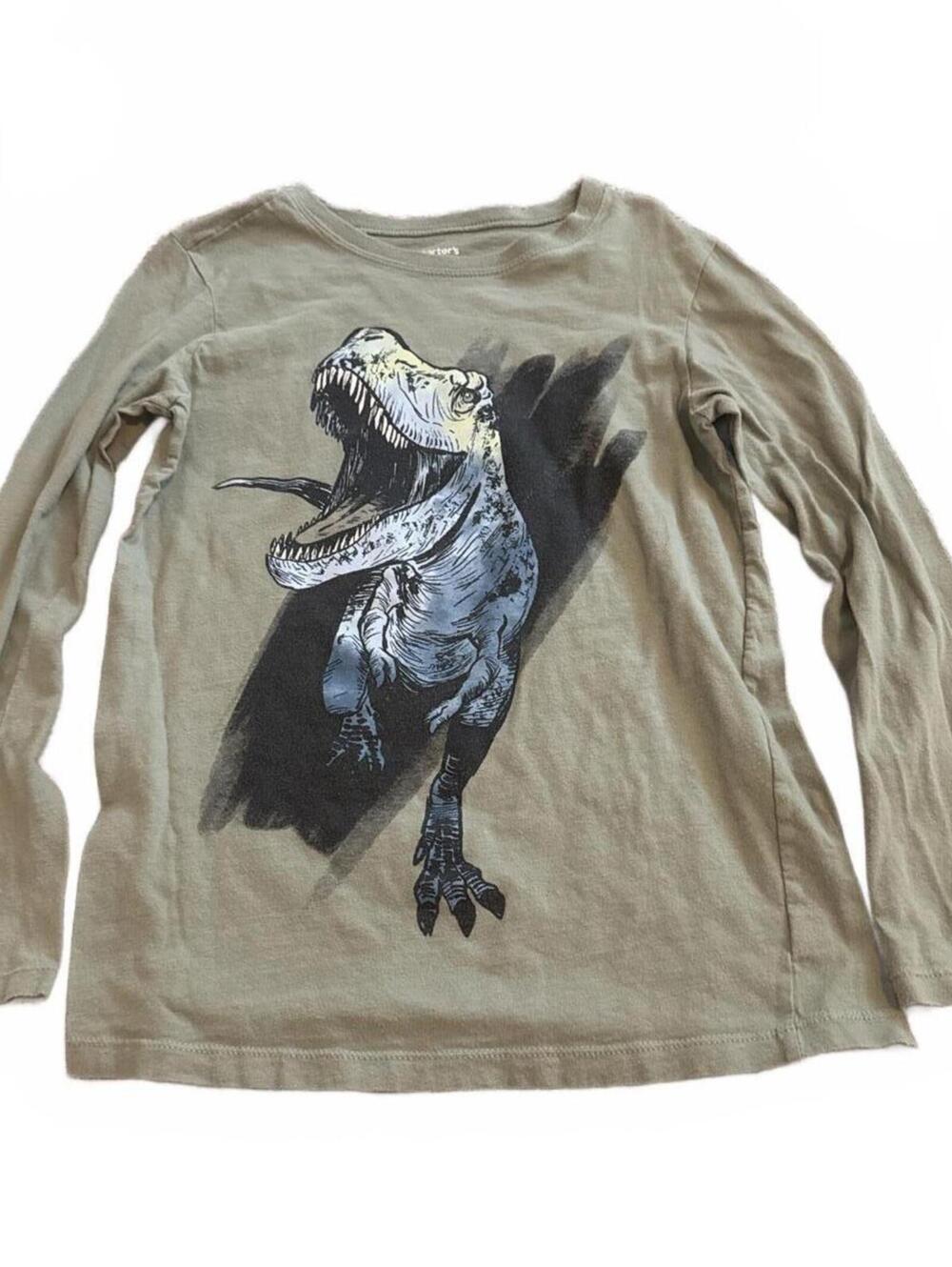 carter's Kid Long Sleeve Shirt 10/10A Dinosaur Graphic Green